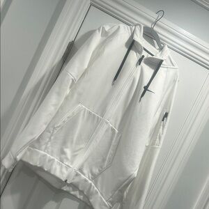 Nike White Full-Zip Hoodie with Black Drawstrings